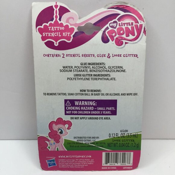 My Little Pony Tattoo Stencil Kit Pretend Play Glue Glitter Create Designs Pink - Picture 4 of 5